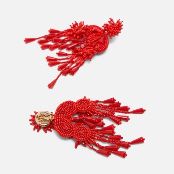 Zara Long Beaded Tassel Earrings - Picture 2 of 8